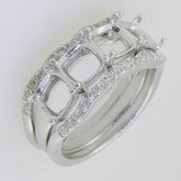 3 piece Set Sterling Silver Semi Mount Ring Setting Cushion CU 6X6mm - Syzjewelry