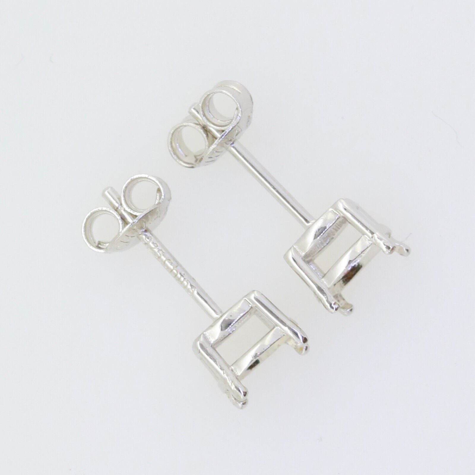 Sterling Silver Semi Mount Earrings Setting RD4x4mm Stud 4 Prongs Stud - Syzjewelry