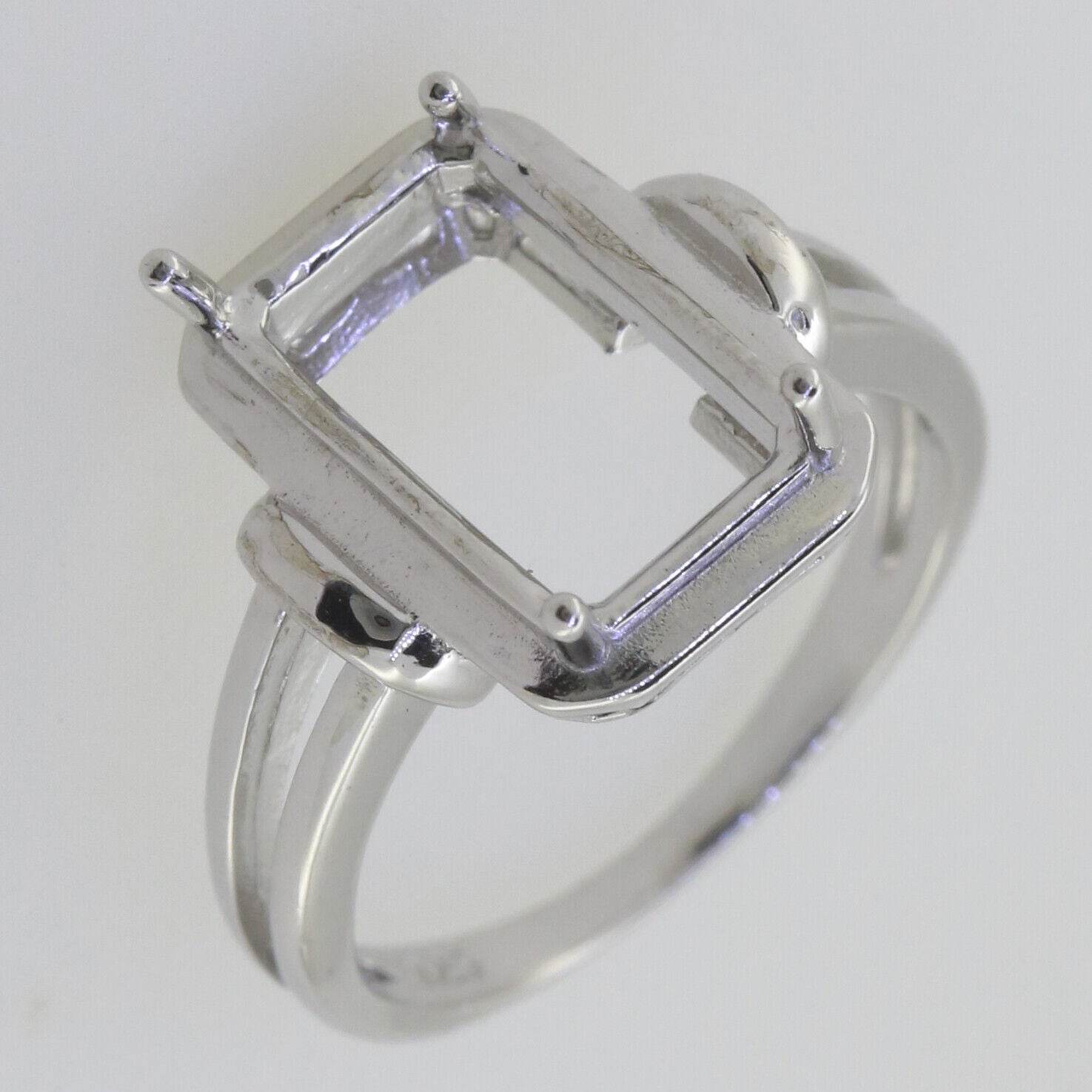 Vintage Style Sterling Silver Semi Mount Ring Setting Emerald OCT 12x8mm - Syzjewelry