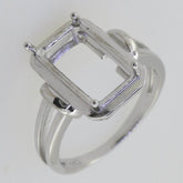 Vintage Style Sterling Silver Semi Mount Ring Setting Emerald OCT 12x8mm - Syzjewelry