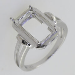 Vintage Style Sterling Silver Semi Mount Ring Setting Emerald OCT 12x8mm - Syzjewelry