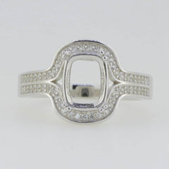 Sterling Silver Semi Mount Ring Setting Cushion CU 9x7mm White Topaz GTL228x - Syzjewelry