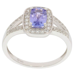 Sterling Silver Semi Mount Ring Setting Cushion Cu 7x5mm Halo Topaz Split Sh - Syzjewelry