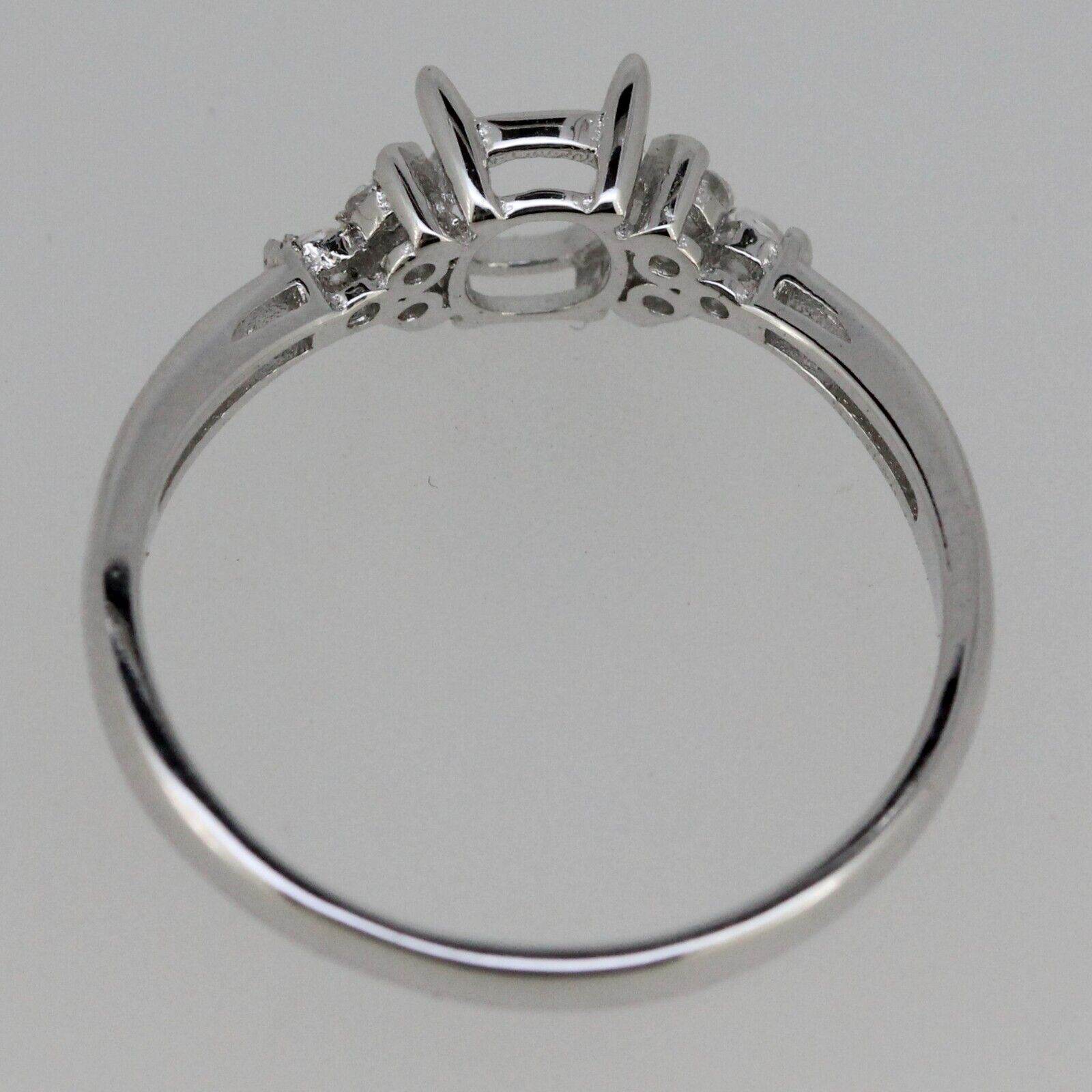Sterling Silver Semi Mount Ring Setting Oval OV 6x5mm With Accent White Topaz - Syzjewelry