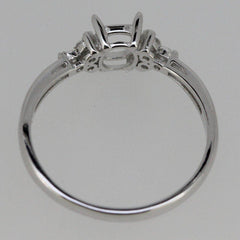 Sterling Silver Semi Mount Ring Setting Oval OV 6x5mm With Accent White Topaz - Syzjewelry