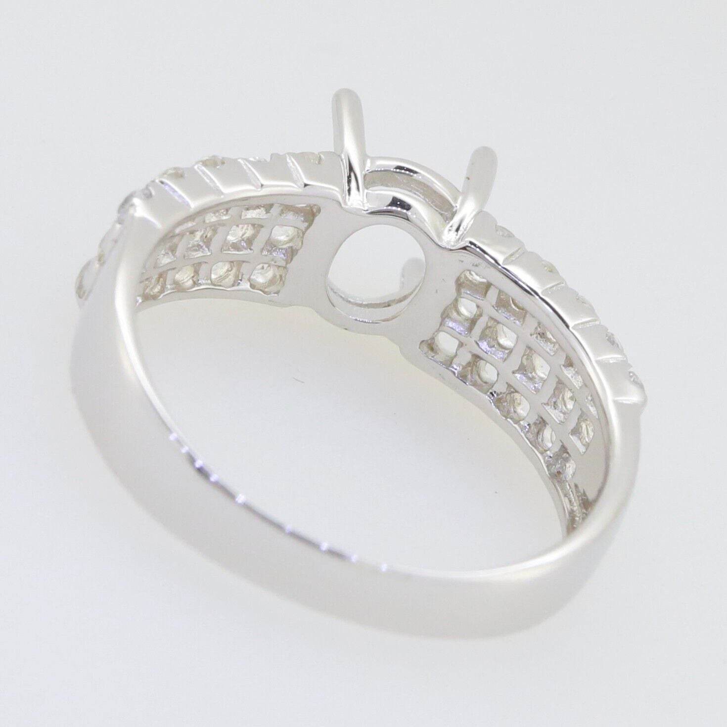 Sterling Silver Semi Mount Ring Setting Oval OV 8X6mm accent White Top - Syzjewelry