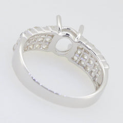 Sterling Silver Semi Mount Ring Setting Oval OV 8X6mm accent White Top - Syzjewelry