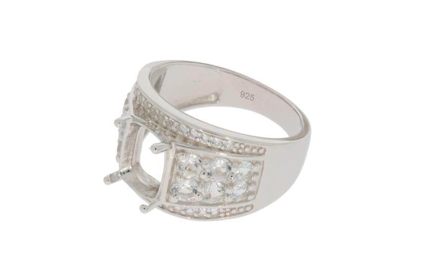 Sterling Silver Semi Mount Ring Setting Cushion CU 9x7mm Dome Ring - Syzjewelry