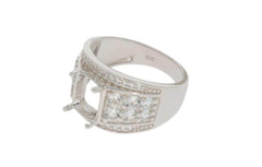 Sterling Silver Semi Mount Ring Setting Cushion CU 9x7mm Dome Ring - Syzjewelry