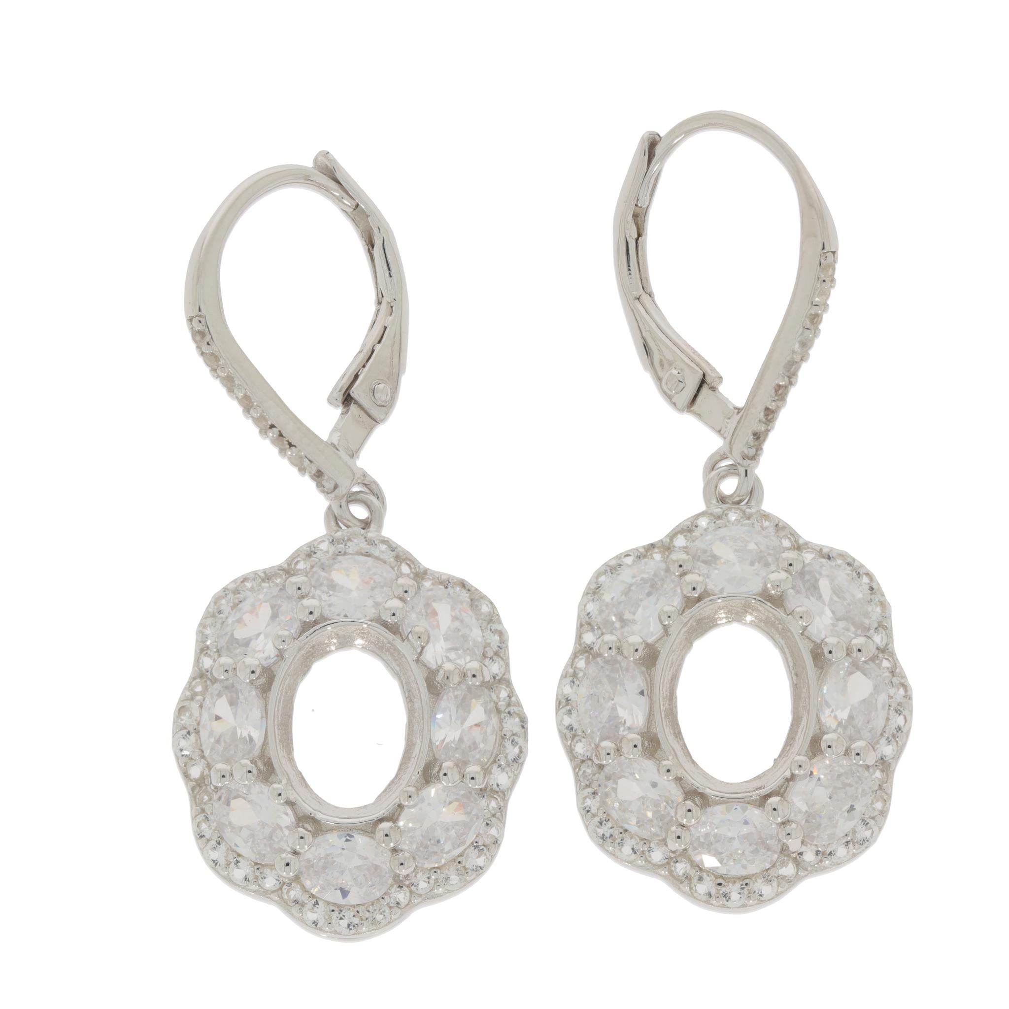 Sterling Silver Semi Mount Earrings Setting Oval OV 9x7mm PJC3063E - Syzjewelry