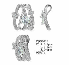 Sterling Silver Semi Mount Pendant Setting RD 8x8mm White Topaz - Syzjewelry