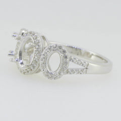 Sterling Silver Semi Mount Ring Setting Oval OV 8X6mm 6x4mm 3 Stones H PJC90 - Syzjewelry