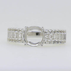 Sterling Silver Semi Mount Ring Setting Round RD 8x8mm White Topaz - Syzjewelry