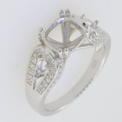 Sterling Silver Semi Mount Ring Setting Cushion CU 8x8mm Pear PE 4x3mm - Syzjewelry