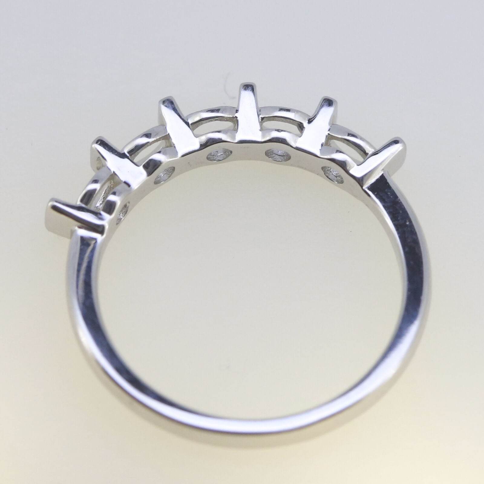 Sterling Silver Semi Mount Ring Setting RD 4x4mm Multi Stone Band 5 Stones - Syzjewelry