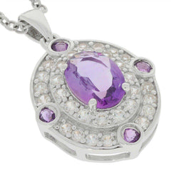 Sterling Silver Semi Pendants Setting Oval OV 8x6mm Halo W/ Topaz White Topaz - Syzjewelry