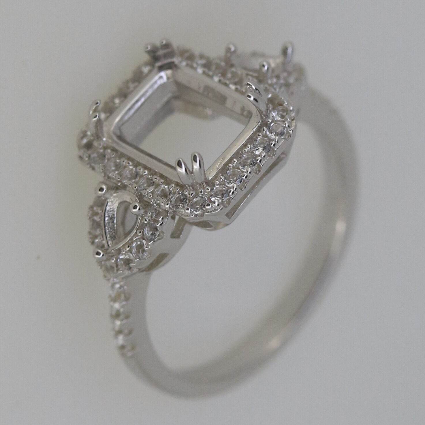 Sterling Silver Semi Mount Ring Setting OCT 9x7mm PE 4x3mm 3 Stone - Syzjewelry