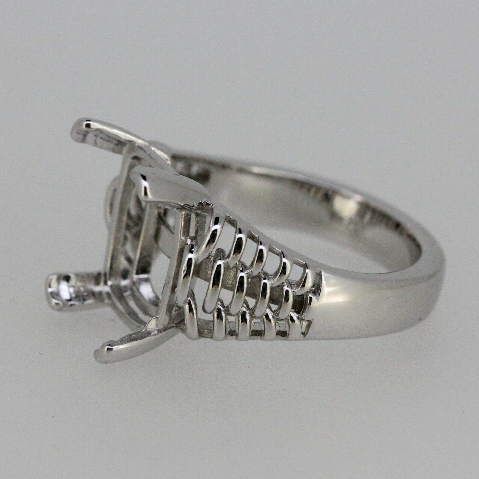 Sterling Silver Semi Mount Ring Setting cabochon Cushion Cu 12x10mm - Syzjewelry