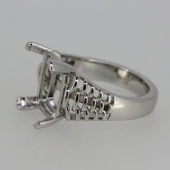 Sterling Silver Semi Mount Ring Setting cabochon Cushion Cu 12x10mm - Syzjewelry