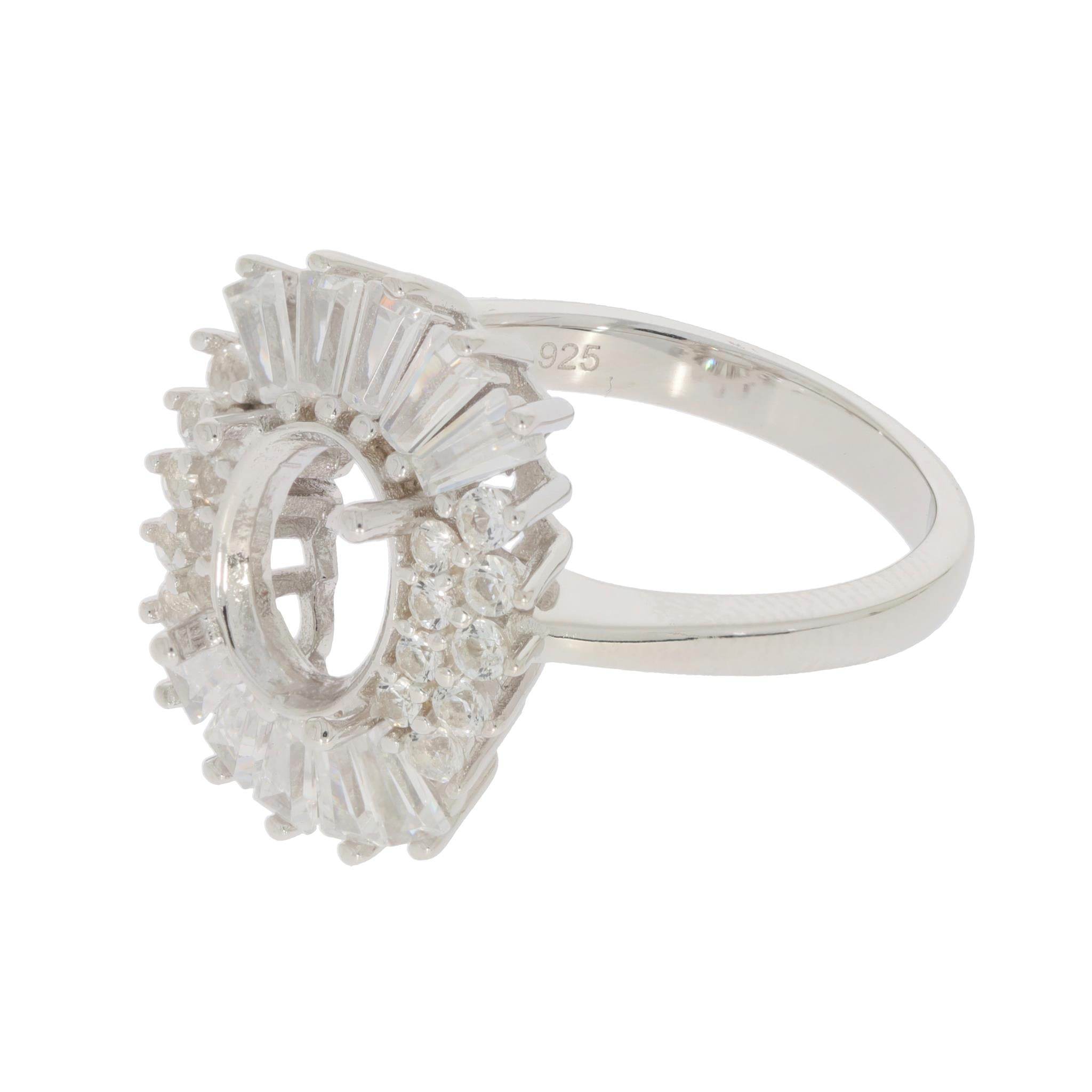 Sterling Silver Semi Mount Ring Setting Oval OV 9x7mm - Syzjewelry