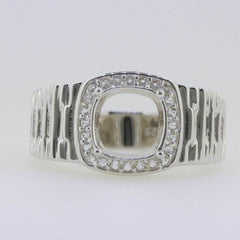Men's Sterling Silver Semi Mount Ring Setting Round RD 9x9mm Halo - Syzjewelry