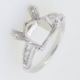 Sterling Silver Semi Mount Ring Setting Princess SQ 10X10mm White Topaz - Syzjewelry