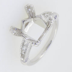 Sterling Silver Semi Mount Ring Setting Princess SQ 10X10mm White Topaz - Syzjewelry