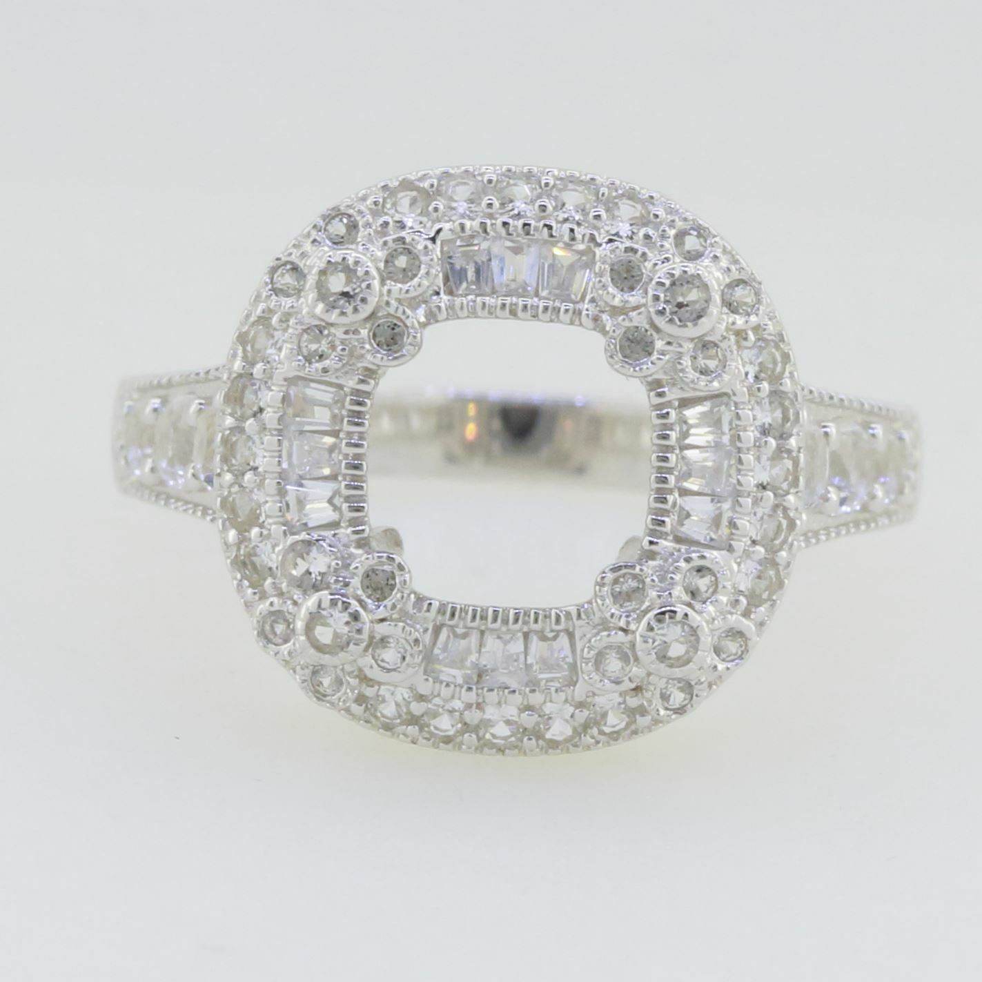 14K White Gold Semi Mount Ring Setting Cushion CU 7X7mm - Syzjewelry