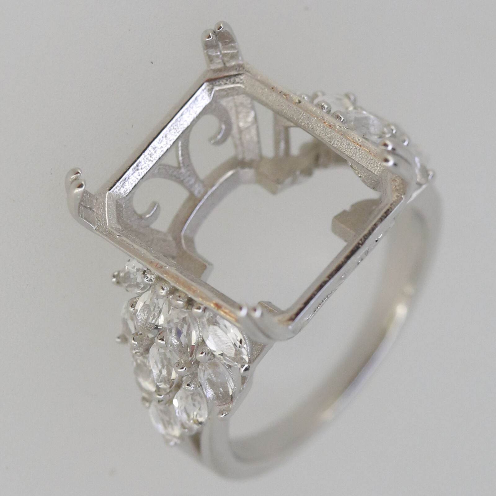 Sterling Silver Semi Mount Ring Setting OC 16X14mm White Topaz - Syzjewelry