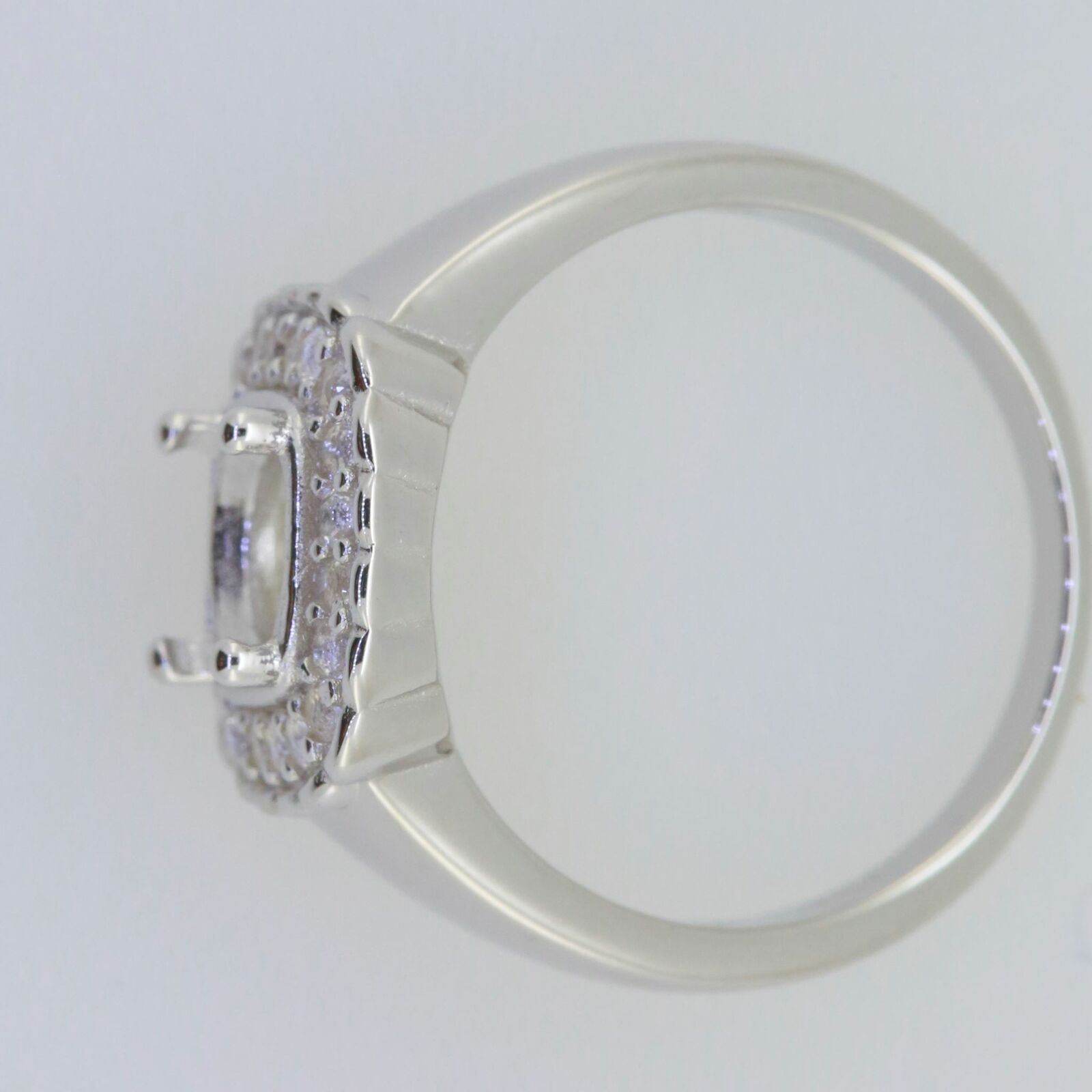 14K White Gold Semi Mount Ring Setting Round RD 7x7mm Solid - Syzjewelry