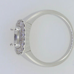 14K White Gold Semi Mount Ring Setting Round RD 7x7mm Solid - Syzjewelry