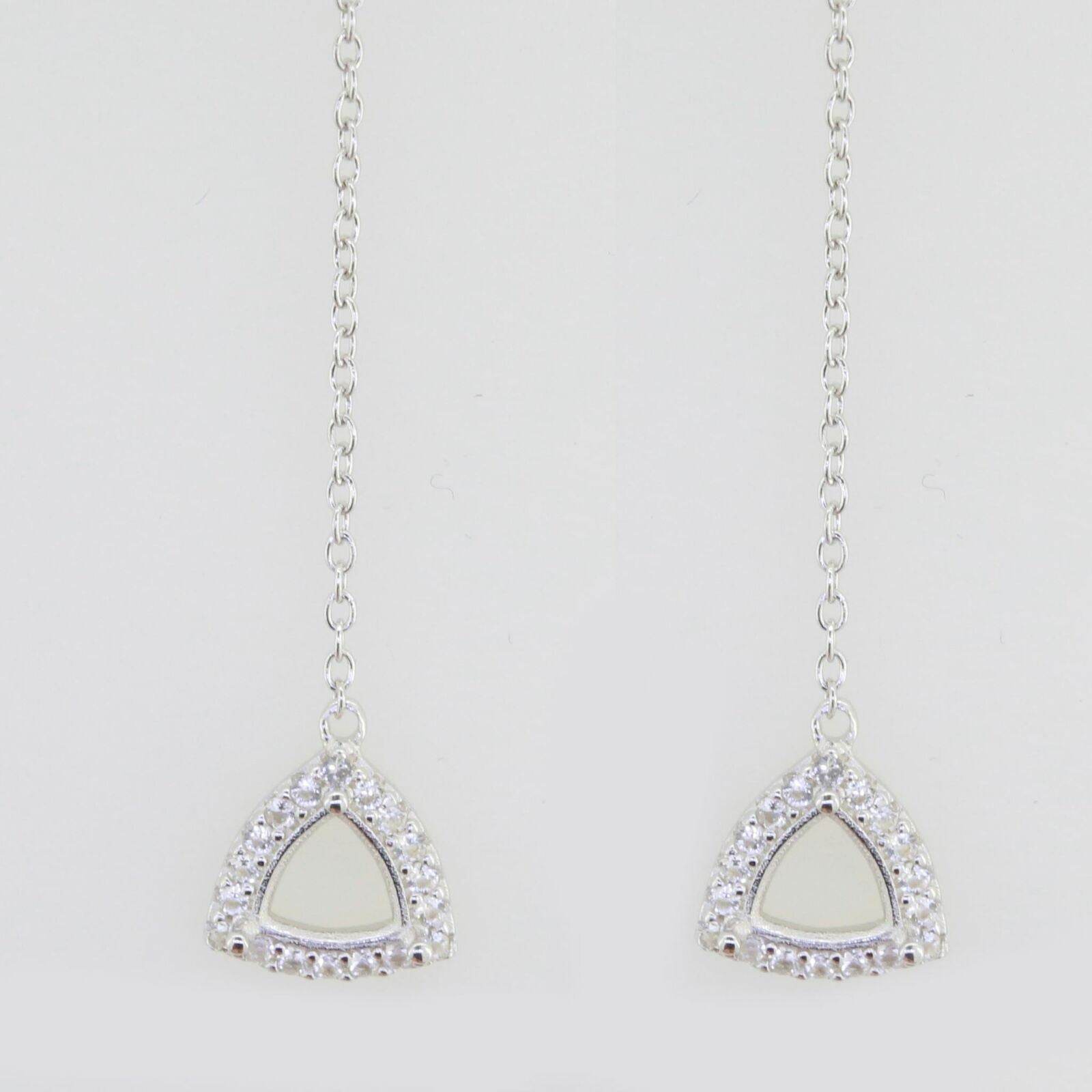 14K White Gold Semi Mount Earrings Setting Trillion TR 6X6mm Solid - Syzjewelry