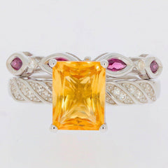 2 piece Set Sterling Silver Semi Mount Ring Setting Emerald OCT 9X7mm - Syzjewelry