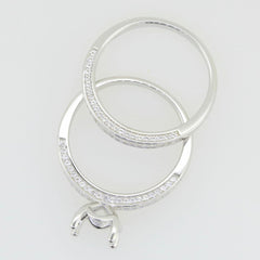 2 Pc Set Sterling Silver Semi Mount Ring Setting Round RD 8x8mm Engagement\ - Syzjewelry