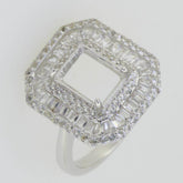 Sterling Silver Semi Mount Ring Setting Emerald OCT 9X7mm White Topaz - Syzjewelry