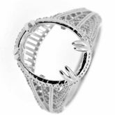 Sterling Silver Semi Mount Ring Setting Oval OV 14x12mm Filigree Repro - Syzjewelry