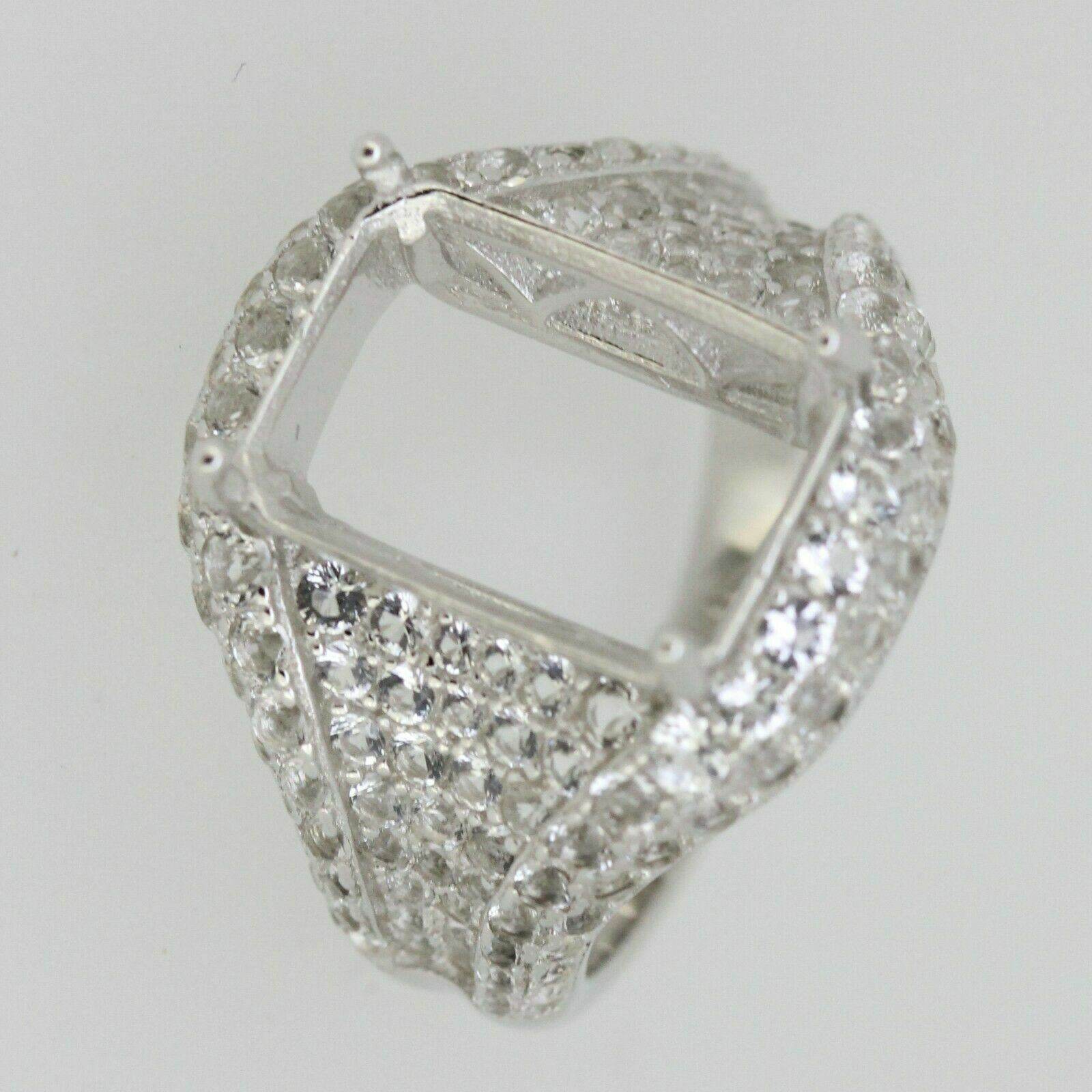 Sterling Silver Semi Mount Ring Setting OCT 14x10mm White Topaz - Syzjewelry