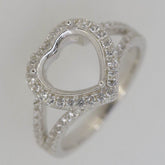 Sterling Silver Semi Mount Ring Setting Heart HT 10x10mm White Topaz - Syzjewelry