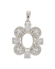 Sterling Silver Semi Mount Pendant Setting Oval OV 9x7mm PJC3082P - Syzjewelry