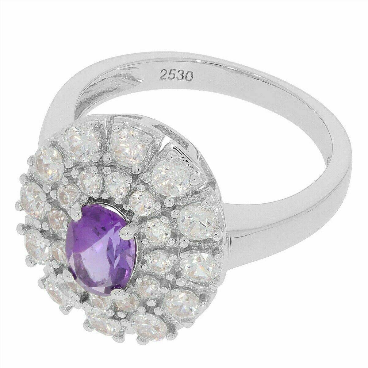 Sterling Silver Semi Mount Ring Setting Oval OV 7x5mm Double Halo White Topaz - Syzjewelry