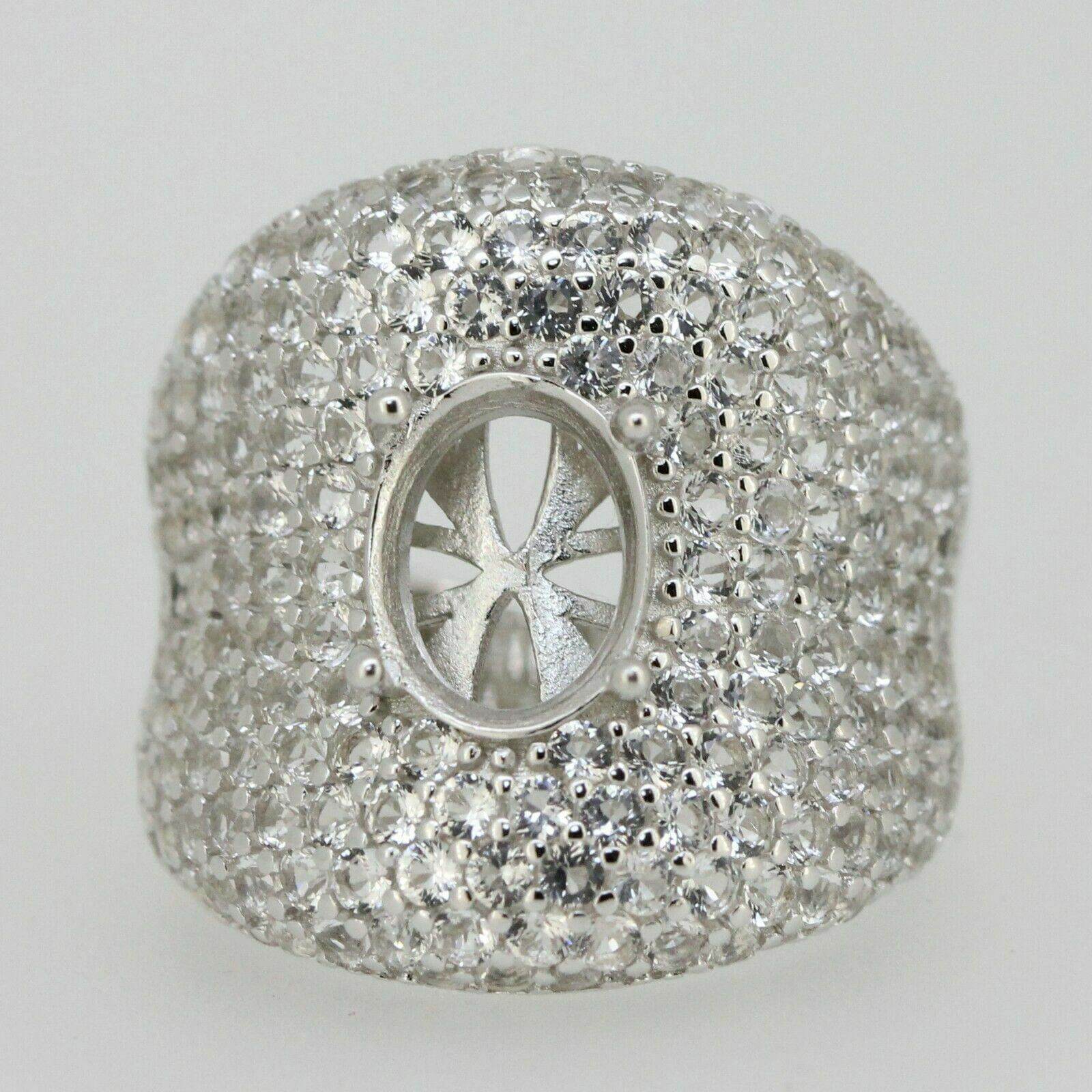 Sterling Silver Semi Mount Ring Setting Oval OV 10x8mm White Topaz Dome Ring 7 - Syzjewelry