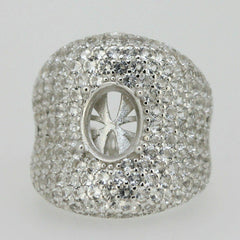 Sterling Silver Semi Mount Ring Setting Oval OV 10x8mm White Topaz Dome Ring 7 - Syzjewelry