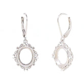 Sterling Silver Semi Mount Earrings Setting OV 11x9mm Cab Dangle White - Syzjewelry