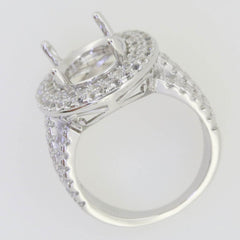 Sterling Silver Semi Mount Ring Setting Oval OV 14x10mm Halo Split Shank - Syzjewelry