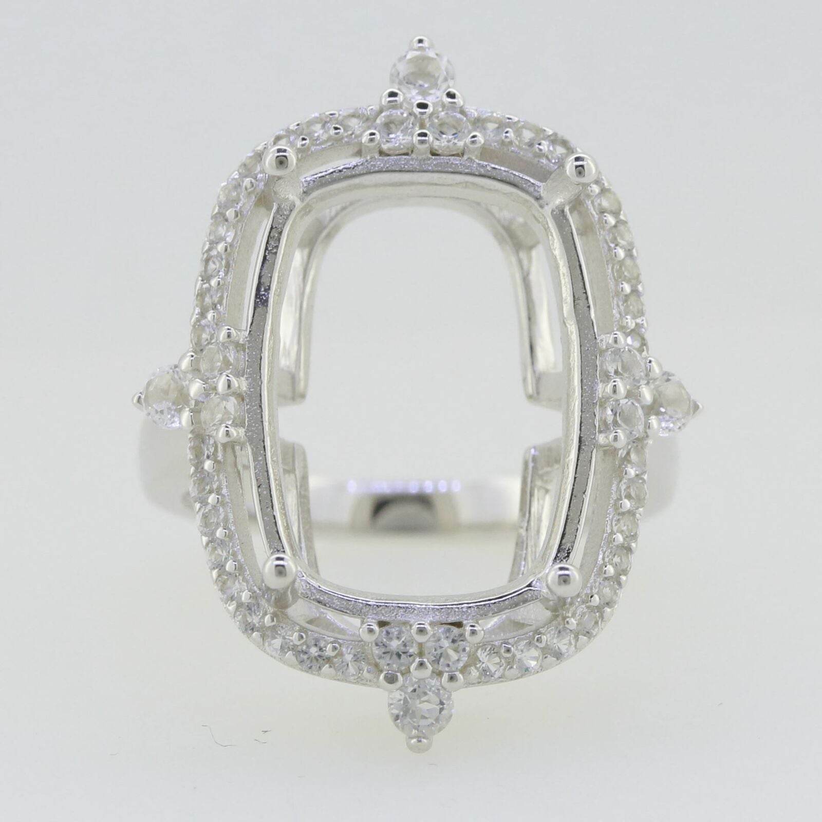14K White Gold Semi Mount Ring Setting Cushion CU 18X13mm - Syzjewelry
