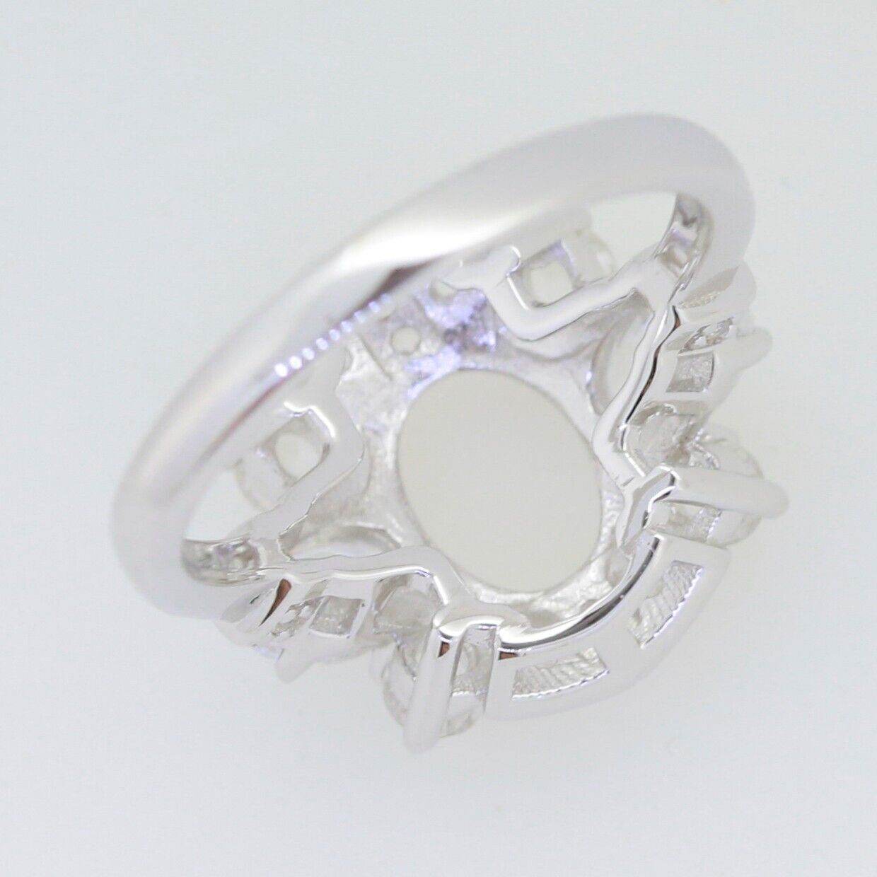 Sterling Silver Semi Mount Ring Setting Oval OV 9x7mm Halo - Syzjewelry