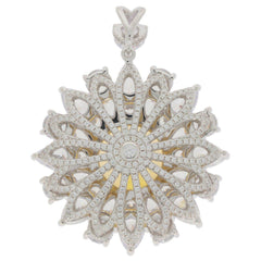 Sterling Silver Semi Mount Pendant Setting Round RD 16x16mm W/ White Topaz K - Syzjewelry