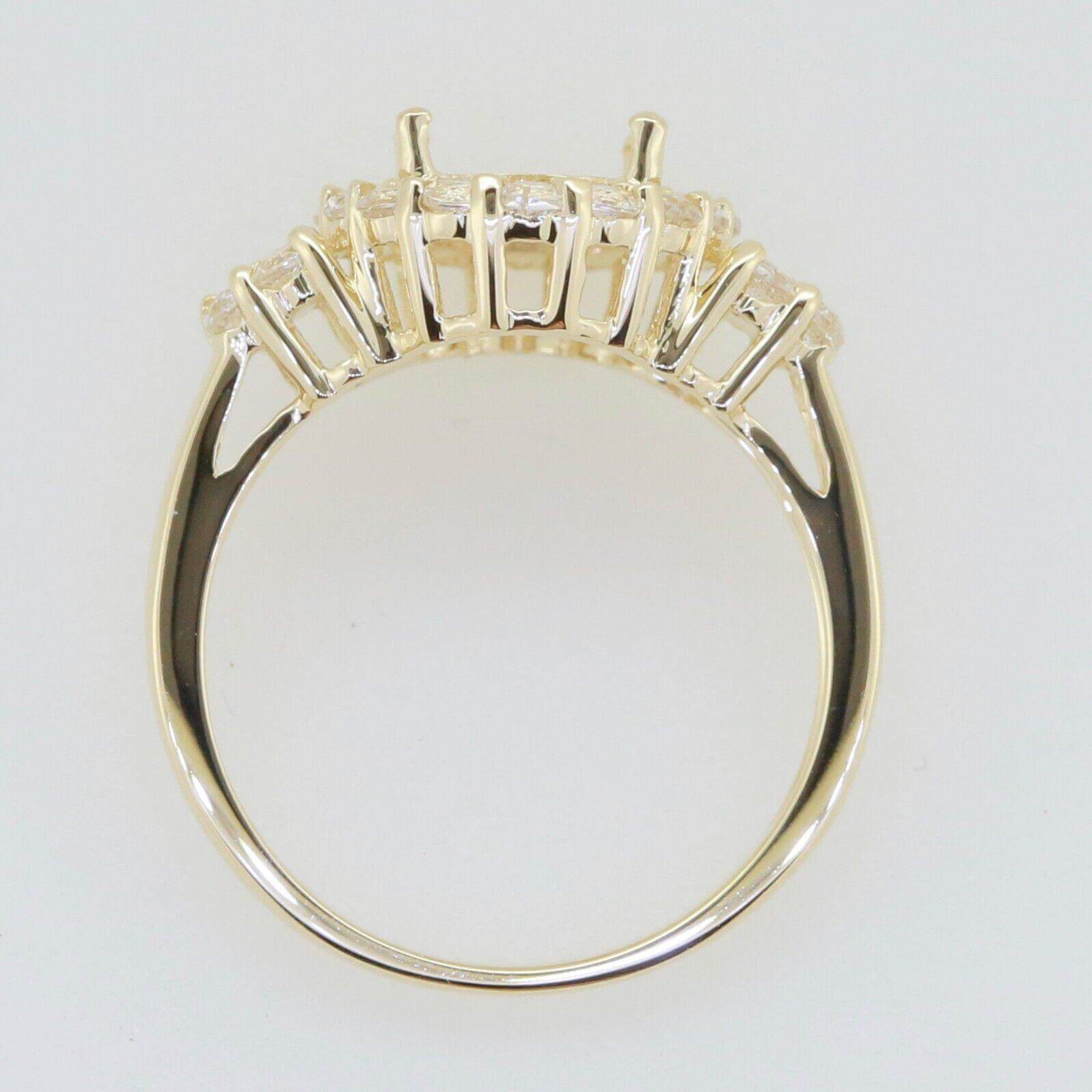 14K Yellow Gold Semi Mount Ring Setting Oval OV 10x8 Halo - Syzjewelry