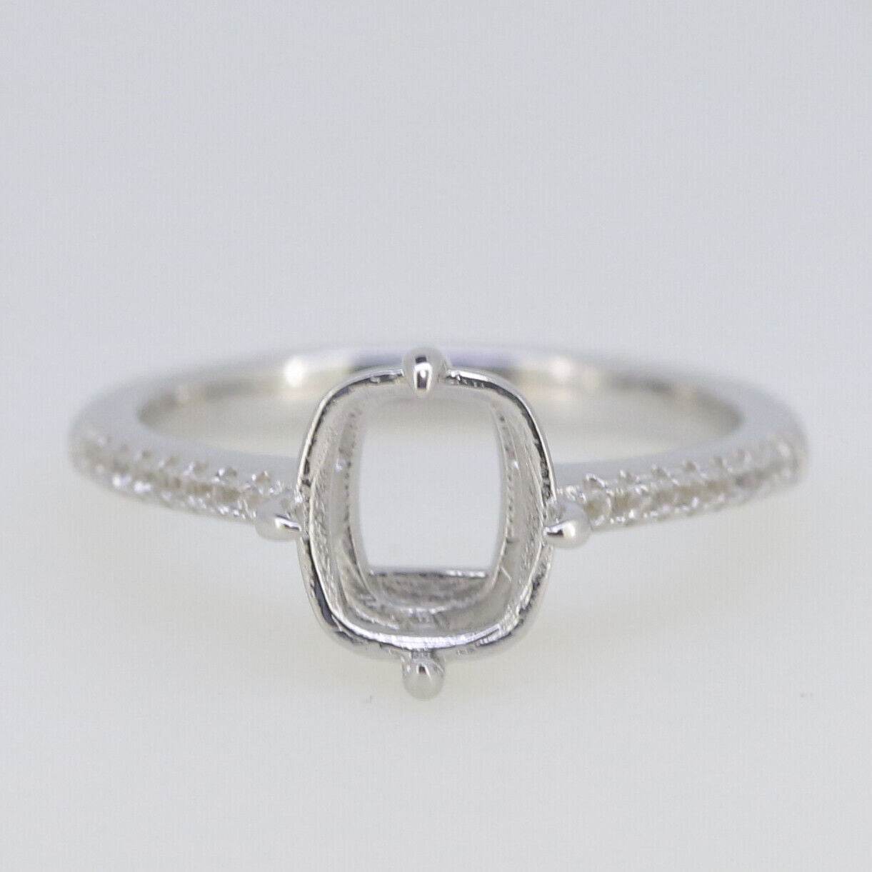 Sterling Silver Semi Mount Ring Setting Cushion CU 9x7mm White Topaz GTL22035R - Syzjewelry