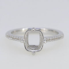 Sterling Silver Semi Mount Ring Setting Cushion CU 9x7mm White Topaz GTL22035R - Syzjewelry
